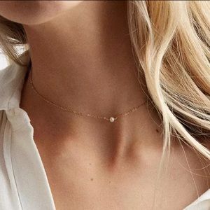 ROSE GOLD W/ PEARL CLAVICLE NECKLACE & BRACELET